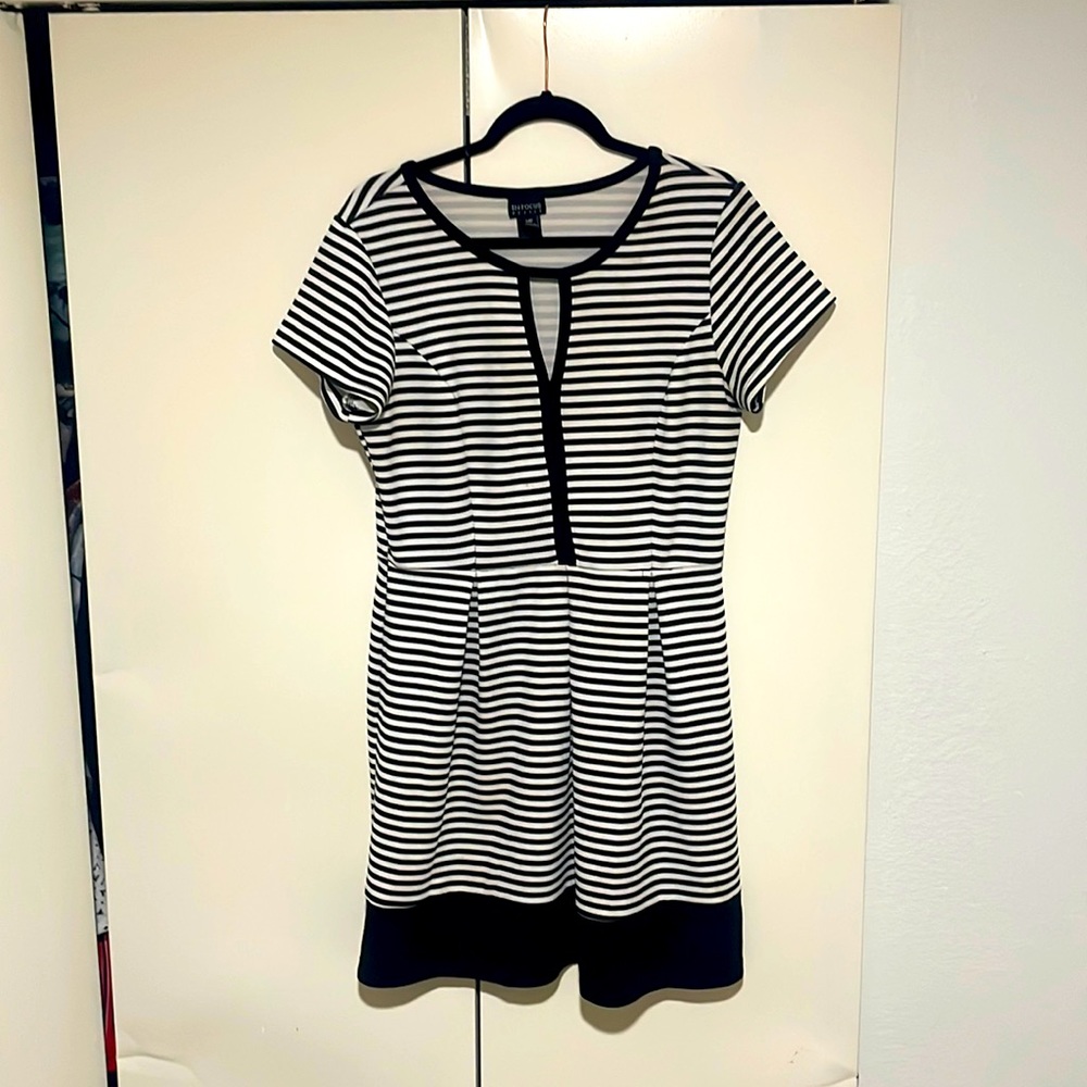 White and black striped dress with sexy cut out